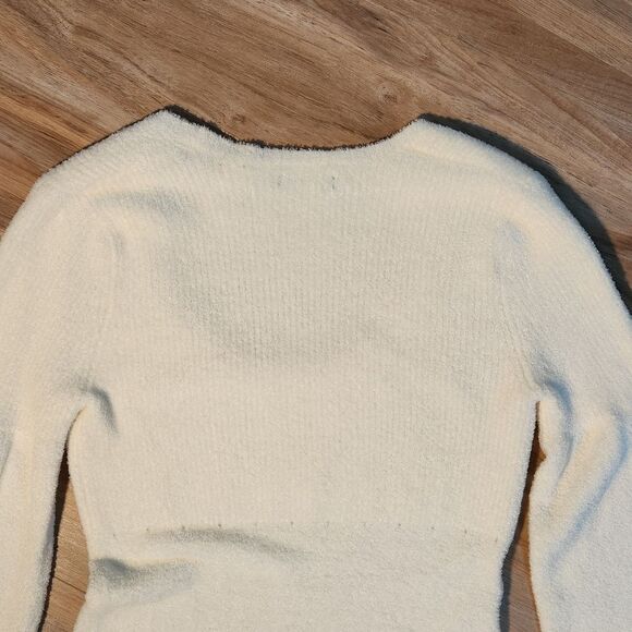 💜Moda International Ivory Soft Long Balloon Sleeve Tunic Sweater Small - Picture 4 of 11